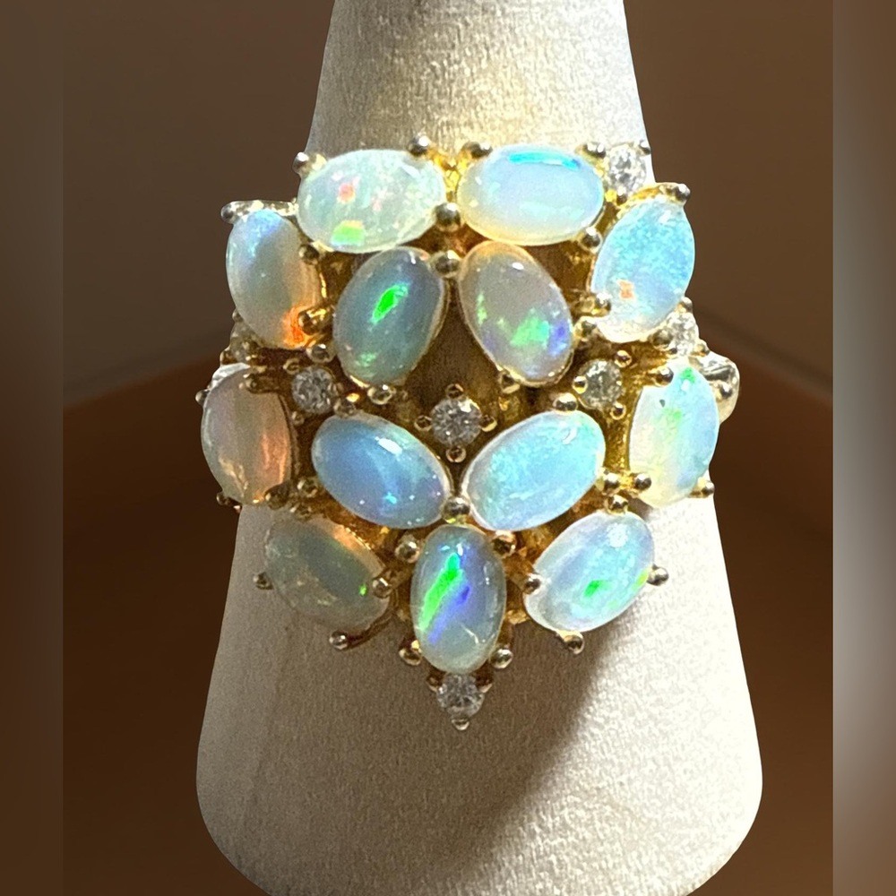 Gold over Sterling Silver Ethiopian Opal Cluster Ring | Size 8 | Multi-Stone